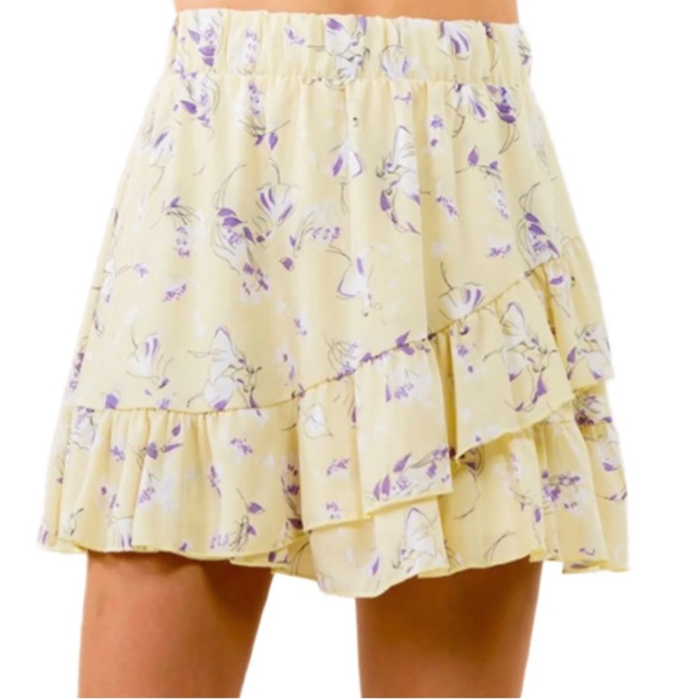 Yellow Lilac Dancers Balletcore Ruffled Lined Mini Skirt Nwts Fairycore Barbie